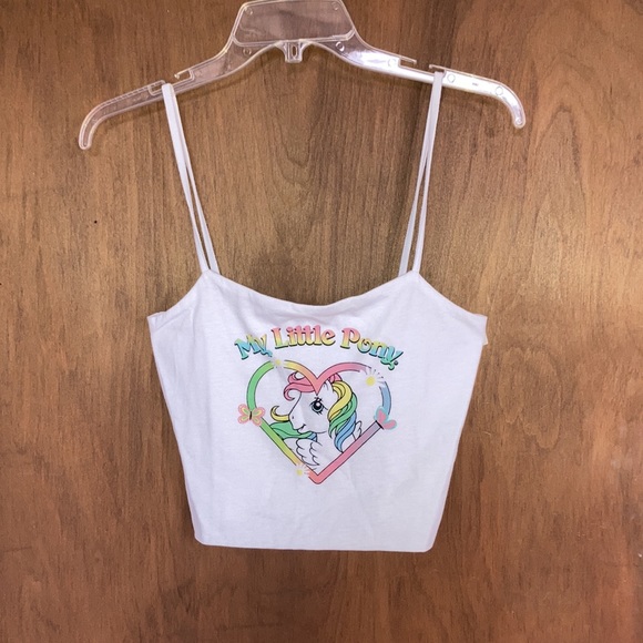 My little pony white crop top summer casual sleeveless retro size L juniors - Picture 12 of 16